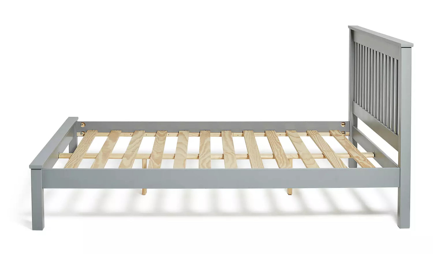 Assembled Aspley Double Wooden Bed Frame - Grey & White